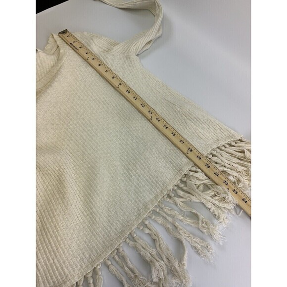 Eri And Ali Sweater Fringe Trim Open Back Cream Ribbed Knit Long Sleeves Small - Picture 9 of 11
